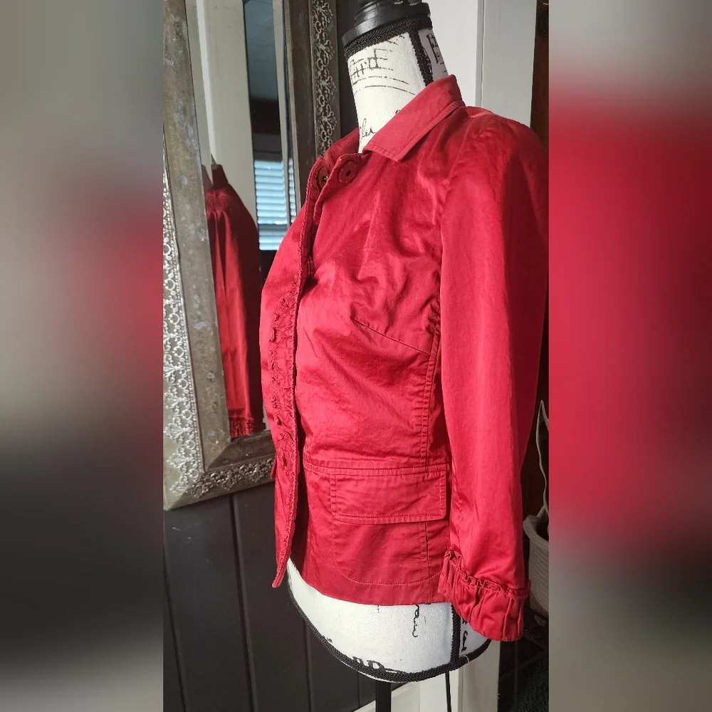 Talbots Red Ruffled Blazer - Picture 2 of 7